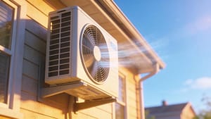 Air conditioning unit in a sunny residential setting, highlighting cooling issues