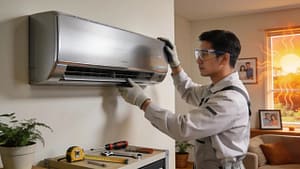 Modern air conditioning unit installation in a home, highlighting the importance of reliable cooling systems